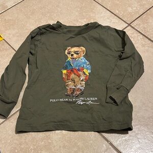Ralph Lauren Kids Olive Bear Long Sleeve Tee